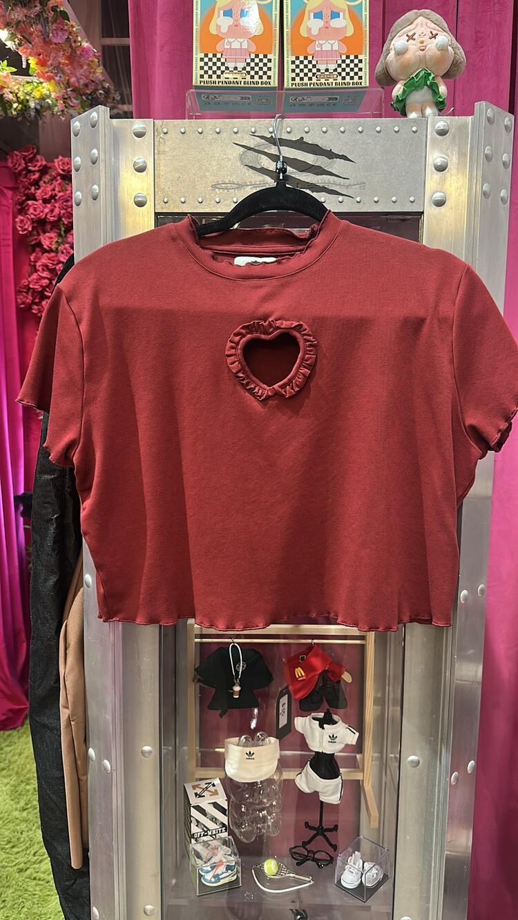 $40 Carmico Heart Throb Burgundy Red Mini Tee 3XL NWOT